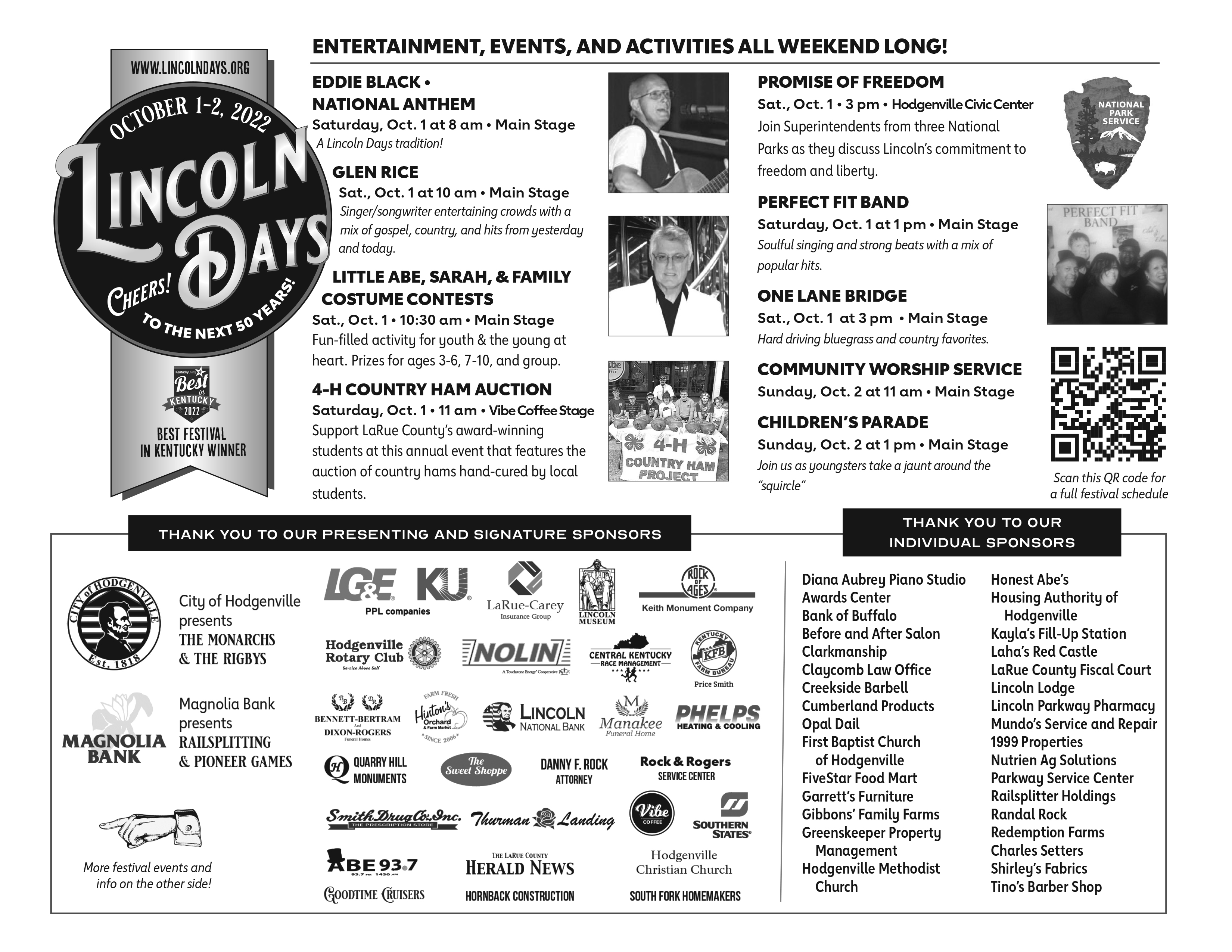 Schedule of Events Lincoln Days Celebration, Inc.